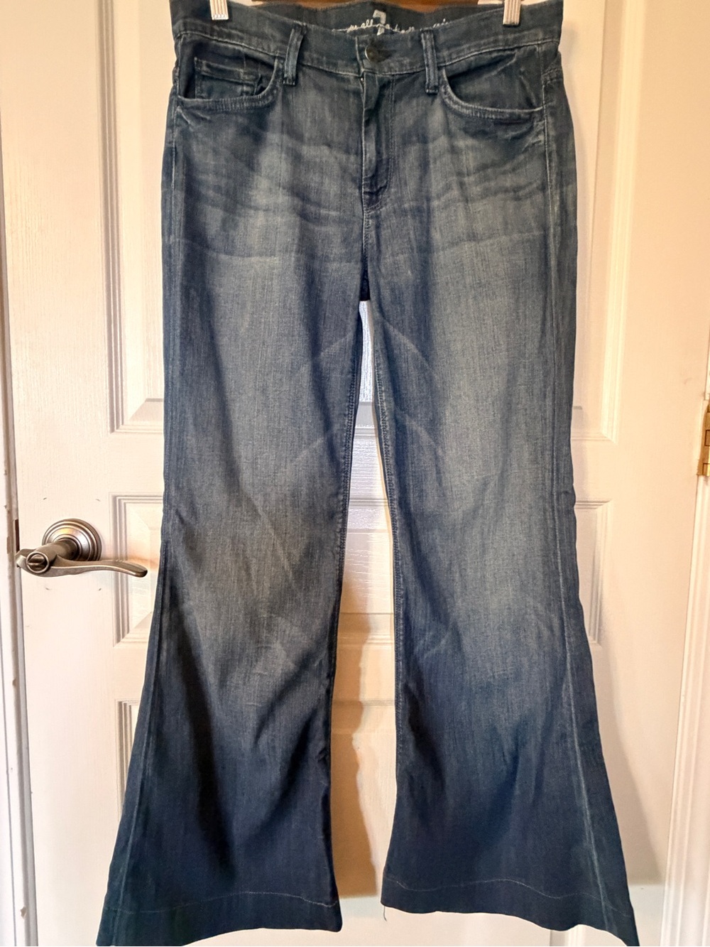 7 For All Mankind Women's Wide Leg Jeans in Medium Blue Wash